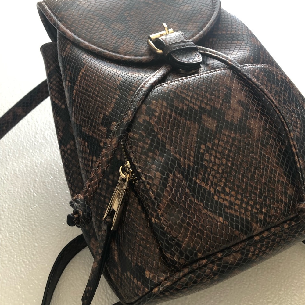 Aldo Python Snake Print Backpack Purse In Brown A… - image 2